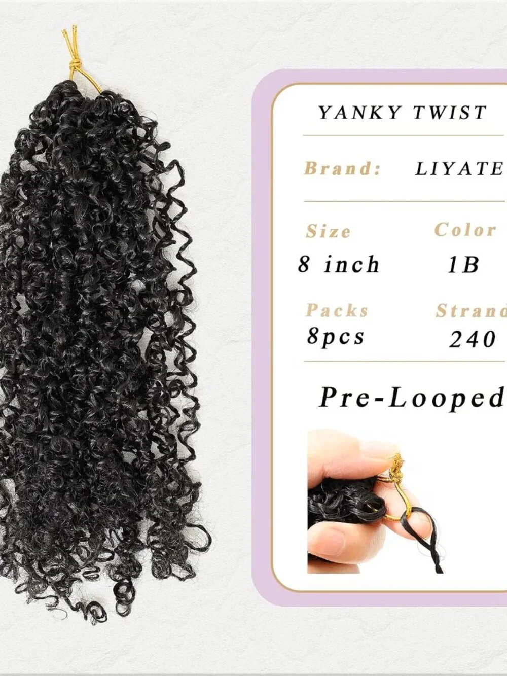Liyate 8 Inch Yanky Twist Crochet Hair
